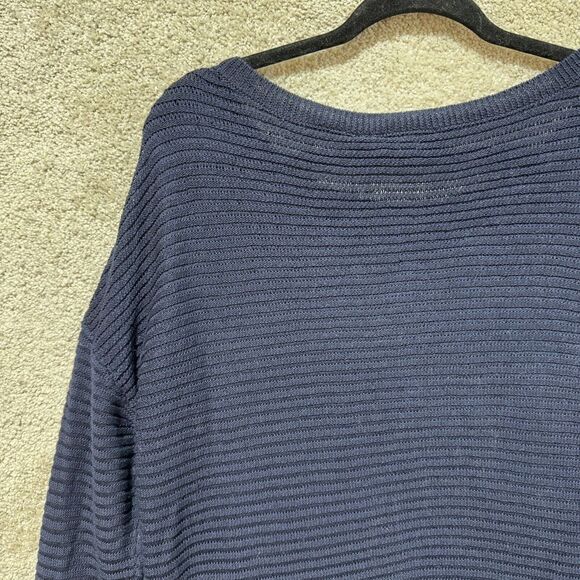 Theory Sweater NWT Women's‎ Navy Ribbed Oversize Cotton Knit Crewneck Pullover - Picture 12 of 13